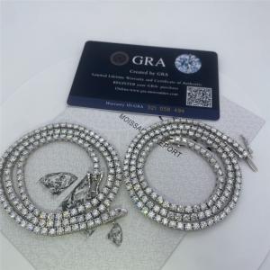 China Round Cut Moissanite Tennis Chain 14K Gold Plated Moissanite Tennis Necklace VVS1 wholesale