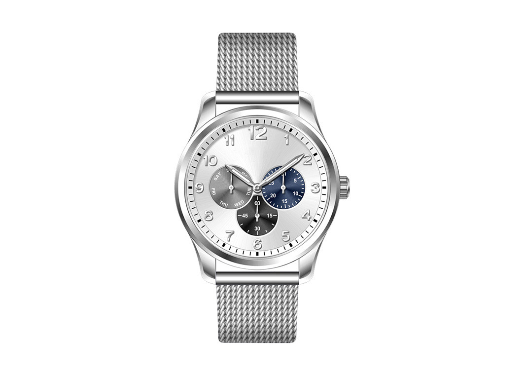 10ATM Sapphire Crystal Quartz Chronograph Watch Stainless Steel Mesh Band