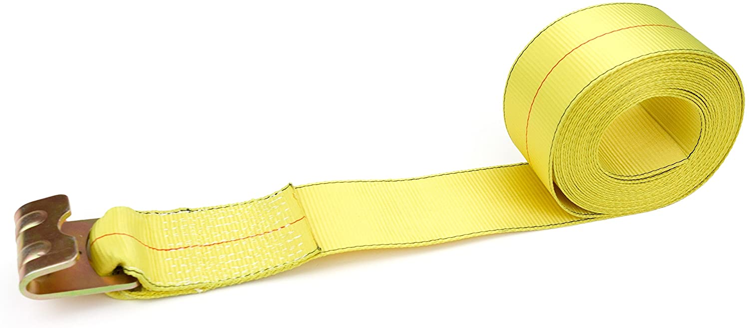 Custom 4 Inch Flatbed Trailer Winch Strap With Flat Hook Tie Down Strap