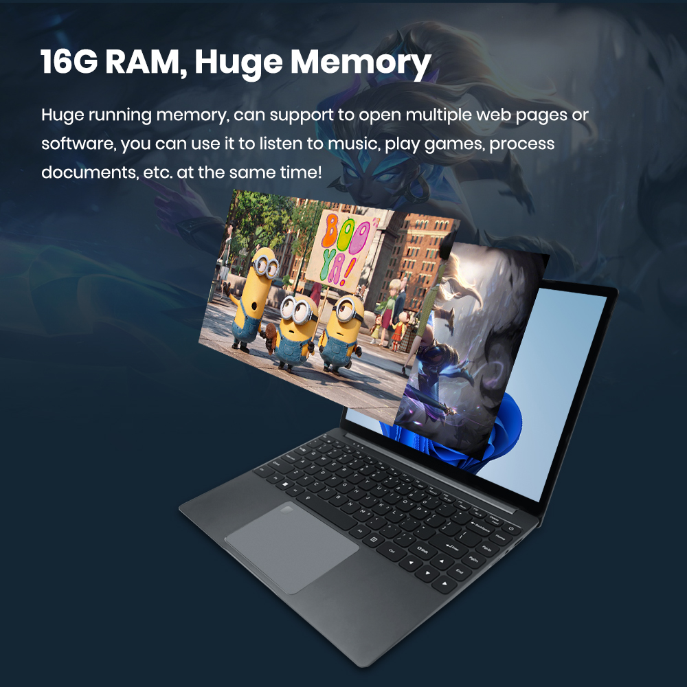 14.1 Inch Business Laptops With 2K Display 16GB RAM 256G 128G 512G 1TB SSD Metal Cover Computer Without Dual Screens