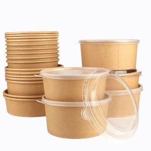 China Oilproof Salad Kraft Bowls With Lids Leakproof Compostable Nontoxic wholesale