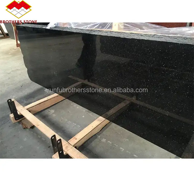 Hotel Kitchen Countertop and Stairs Cut-To-Size Indian Black Star Galaxy Granite Slabs