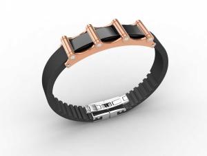 China Top Quality Europe Fashion Stainless Steel Genuine Leather Silicone Bangle Bracelet ADB82 wholesale