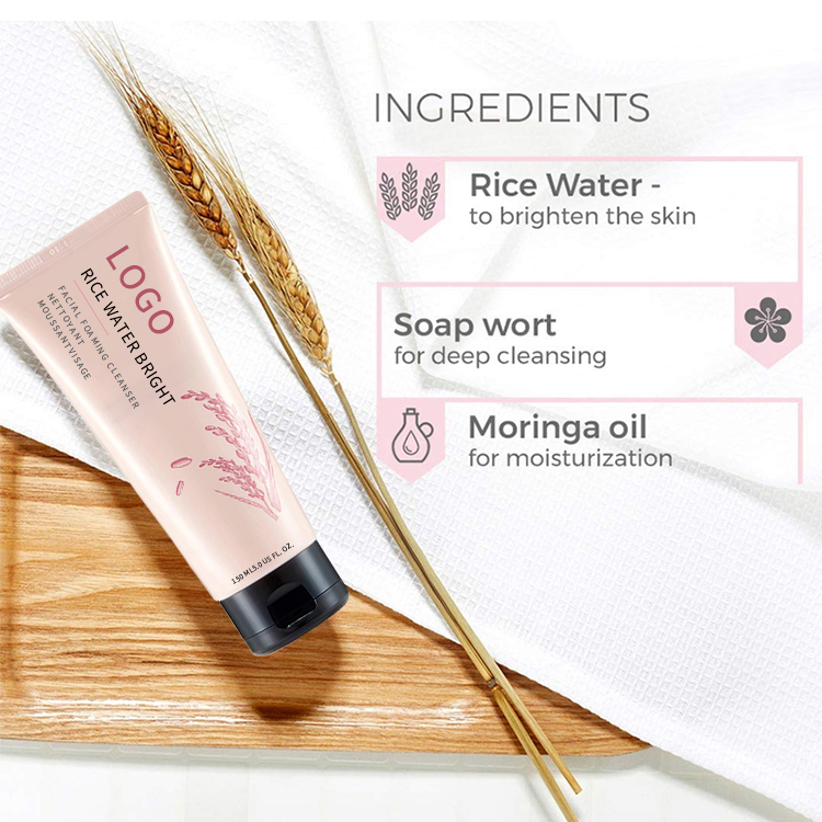 OEM Private Label Facial Wash Rice Water Bright Facial Foaming Cleanser