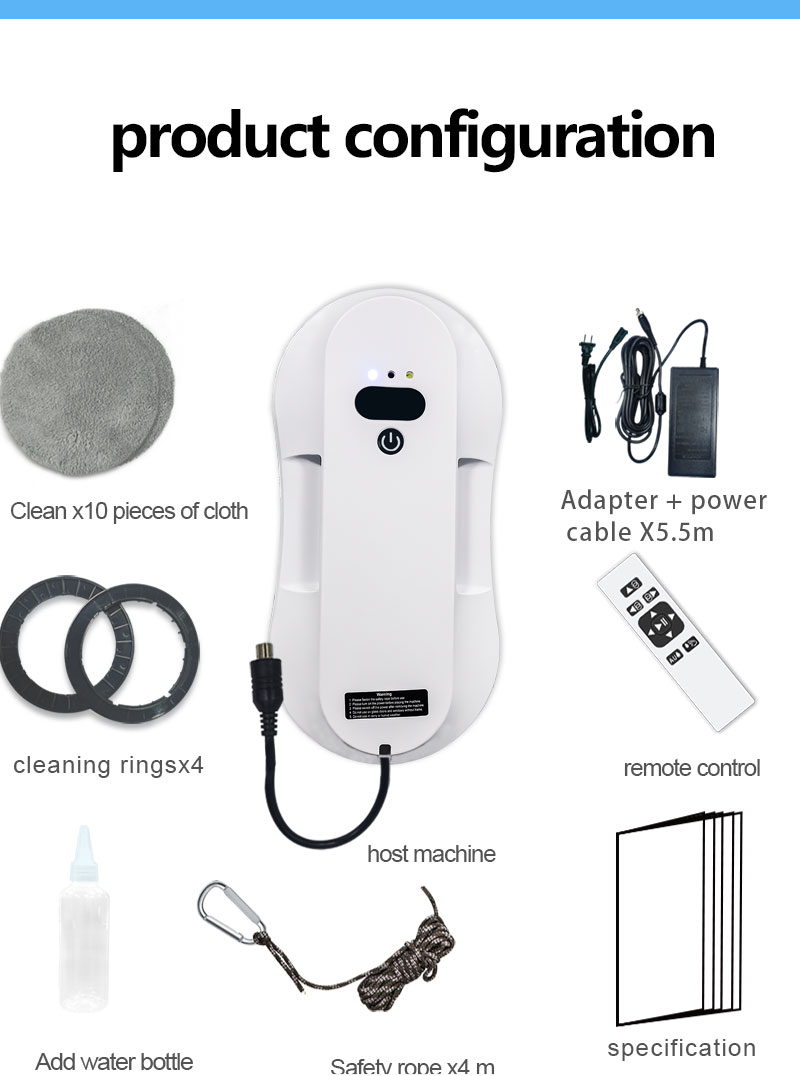 Battery Capacity 500mAh Smart Electric Robotic Window Cleaning Robot for Household