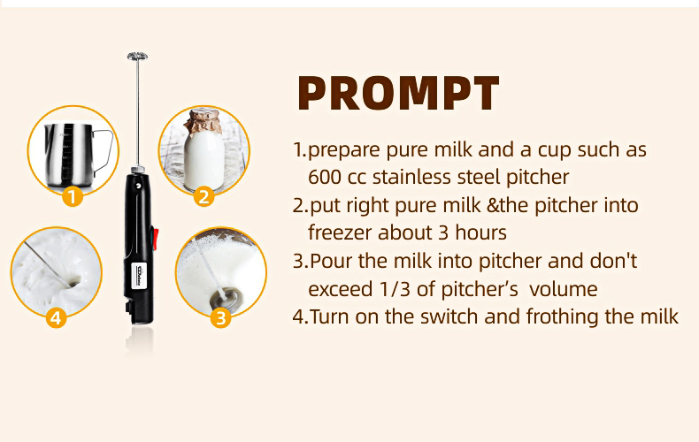 220V Electric Milk Frother Mini Handheld Food Blender Coffee Mixer with Speed Control