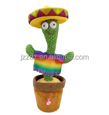 32cm Funny Cute Electric Luminous Music Talking Singing Plant Soft Plush Stuffed Dancing Cactus Toy