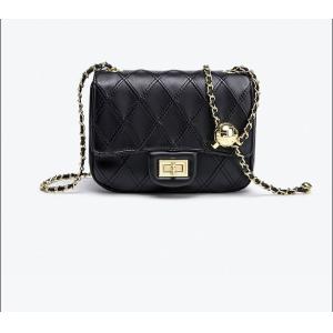 China Mini Female Crossbody Bag 20cm Black Purse With Gold Chain wholesale