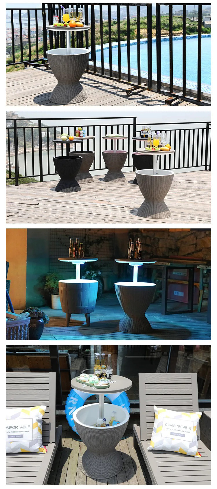 48.5*48.5*57.5cm Custom Logo Ice Cooler Lift Top Coffee Wine Beer Table for Outdoor Camping