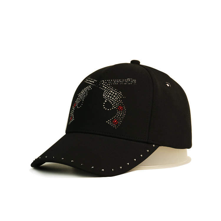 Rhinestone Cotton 5 Panel Baseball Cap Sun Proof 58cm For Adult Eco Friendly