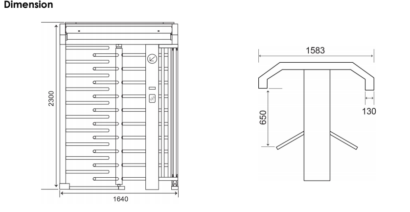IP54 Waterproof Robust Full Height Turnstile with RFID Reader Fingerprint Face Recognition