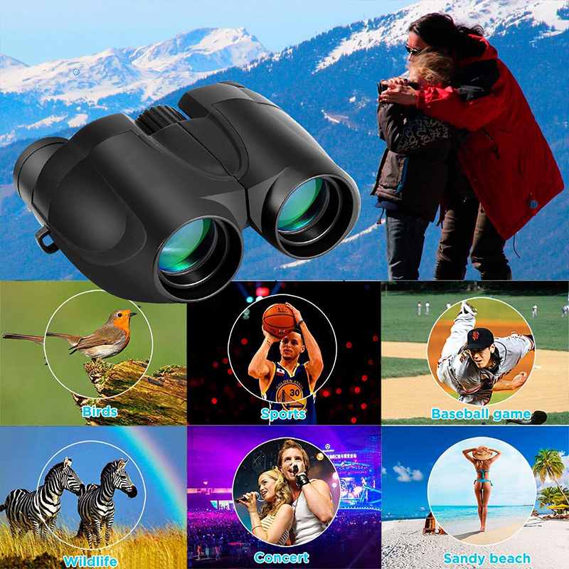 Pocket 10x25 Powerful Compact Binoculars Lightweight Waterproof HD ABS Material