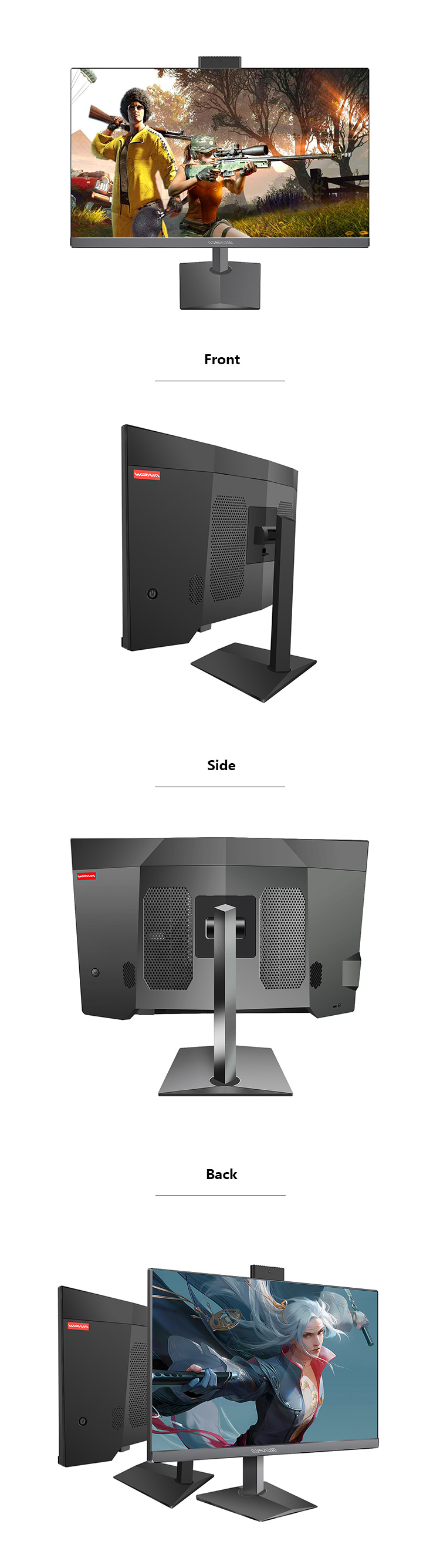 23.8 Inch All In One Desktop Computer with Office Gaming PC and USB Port UK Plugs Type
