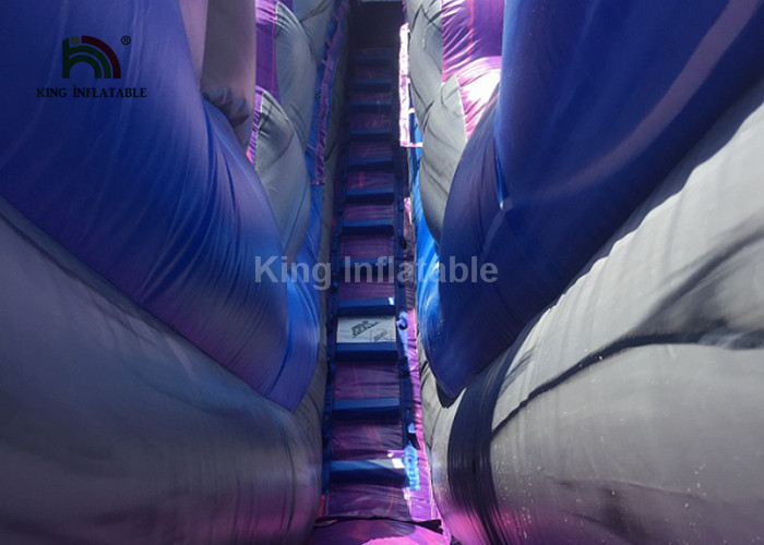 Dual Lane 0.6mm PVC Inflatable Water Slide With Pool 30ft Purple For Summer