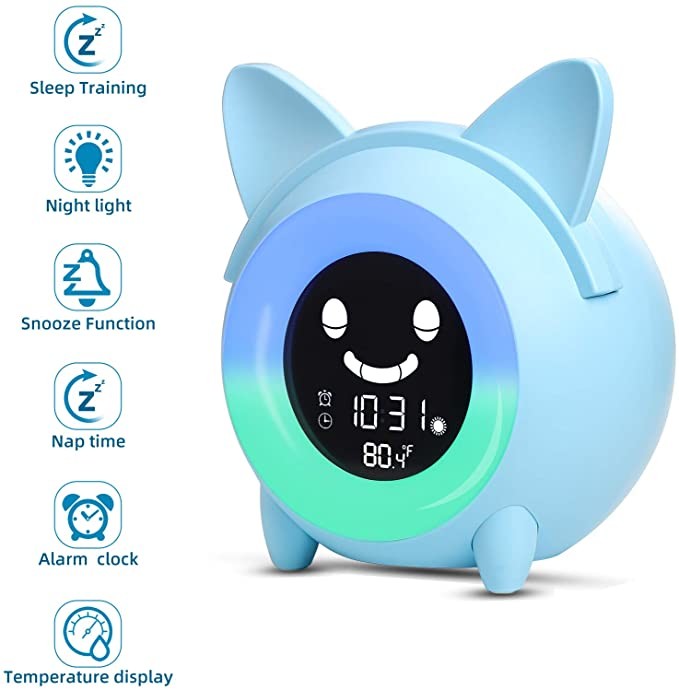 Green Frog Kids Alarm Clock 14.5*8.6*13CM wake up light ABS Material