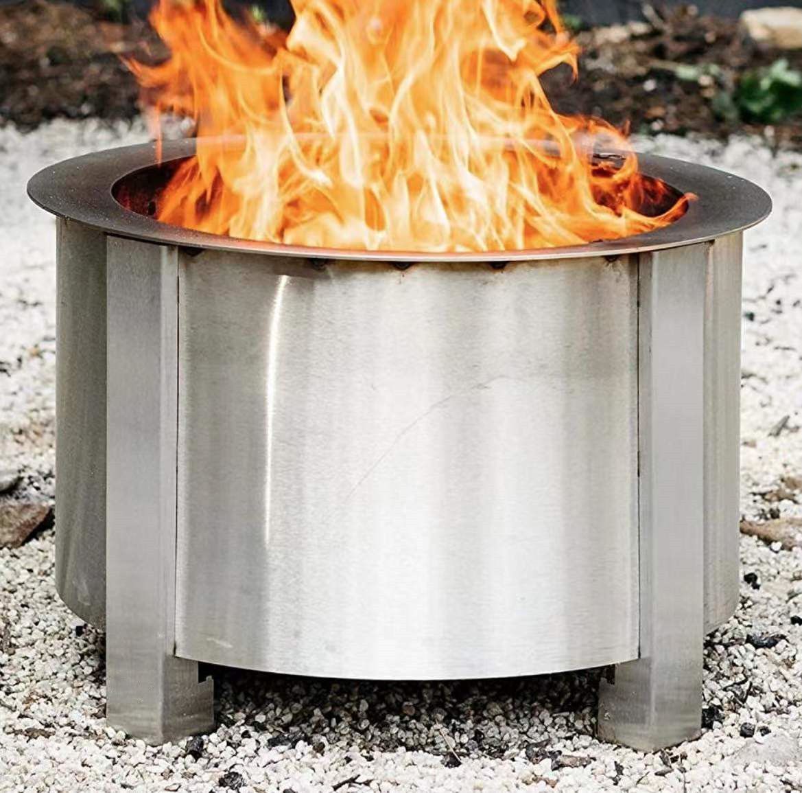 Party 304 Stainless Steel Bonfire Pit Garden Smokeless Wood Fireplace
