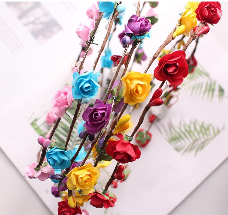 Ladies Christmas Hair Accessories Luminous Led Flower Crown Light Up Glowing 65cm