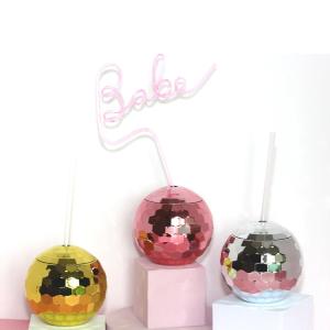 China Light Up Disco Ball Drink Cup With Straws 450ml Unbreakable wholesale