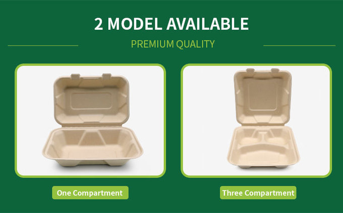8Inch Clamshell Food Containers Compostable Bagasse Food Box