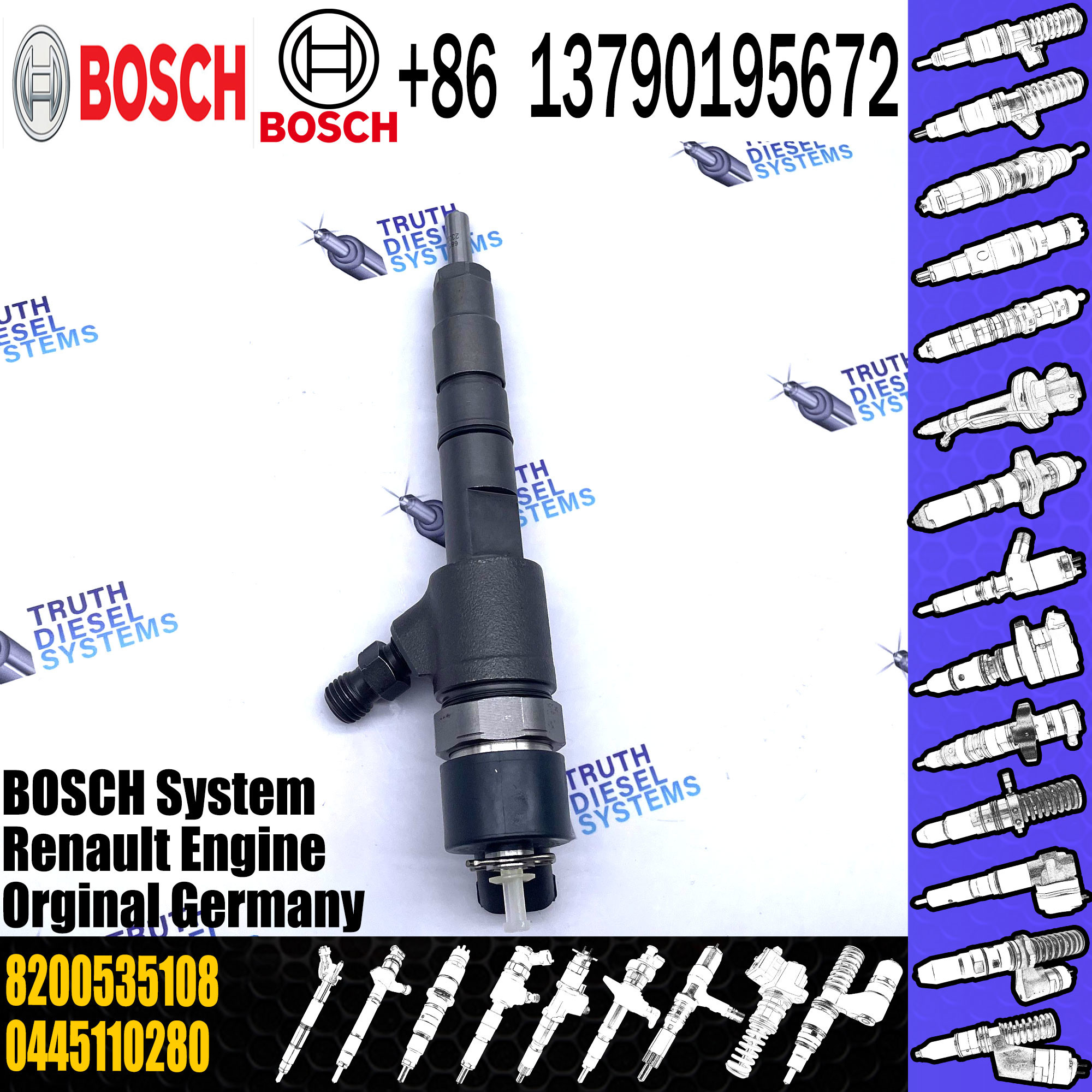 Common Rail Injector Assembly 0445110280 0986435192 8200535108