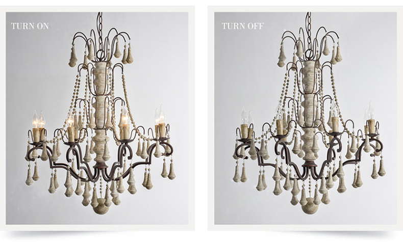 Wood Bead chandelier lighting lustre bois for country farmhouse rustic Chandelier(WH-CI-21)