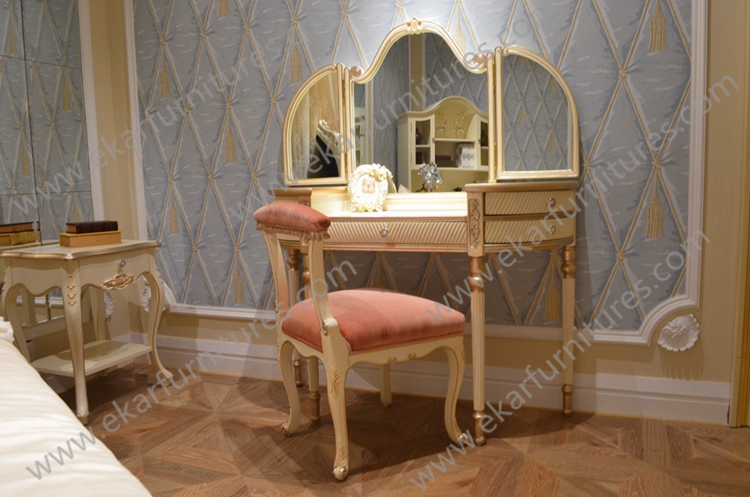 Princess Style French White Girls Dressing Table Chair kids dressing table 601-1
