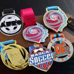 Custom Sport Souvenir Die Cast Medal Silver Gold Metal Soccer Gymnastics Medals