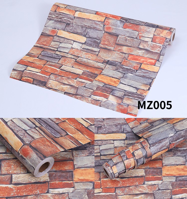 Moisture-Proof PVC Vinyl Brick Stone Wallpaper Vintage Design 3D Brick Wallpaper Adhesive Paper Stickers