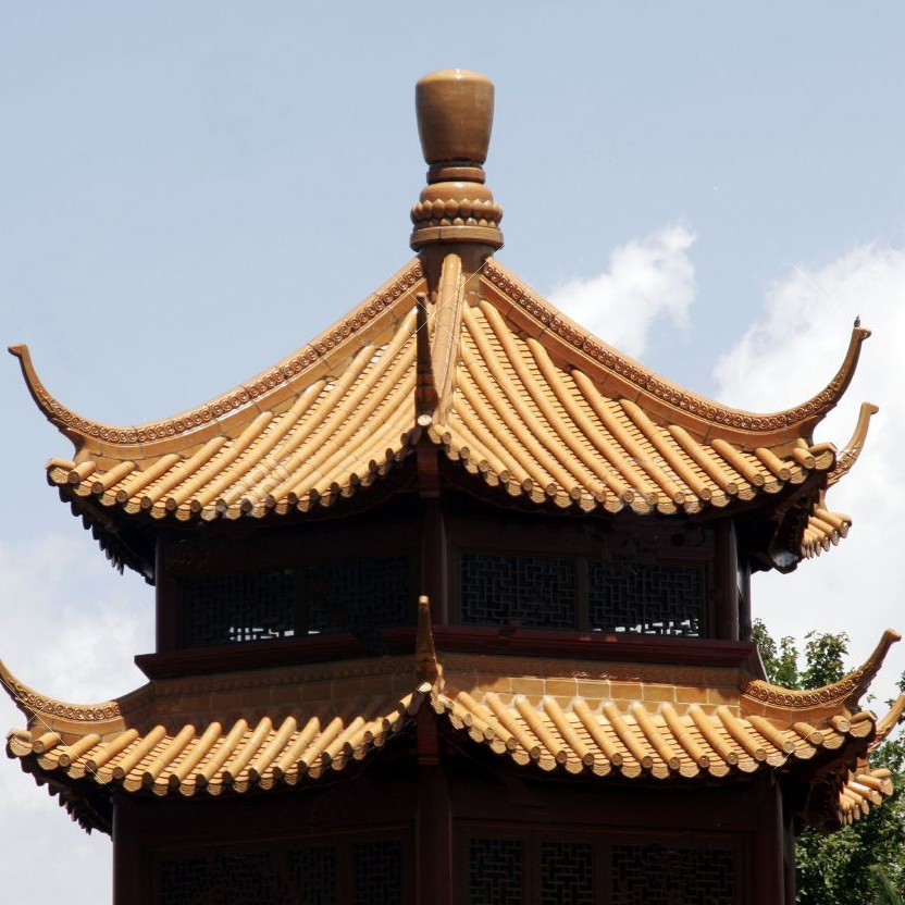 Traditional Garden Chinese Glazed Roof Tiles Gazebo Plain Decorative
