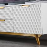 Living Room Center Table And TV Cabinet Marble Iron Luxury Long Shape