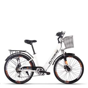 China 26 Inch Women Electric Bike With Basket Step Through E Bike 48v 350w 9.6Ah wholesale