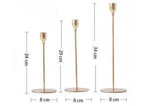 China Home Decor Gold Color OEM Brass Taper Candle Holders Gift Set For Wedding Party wholesale