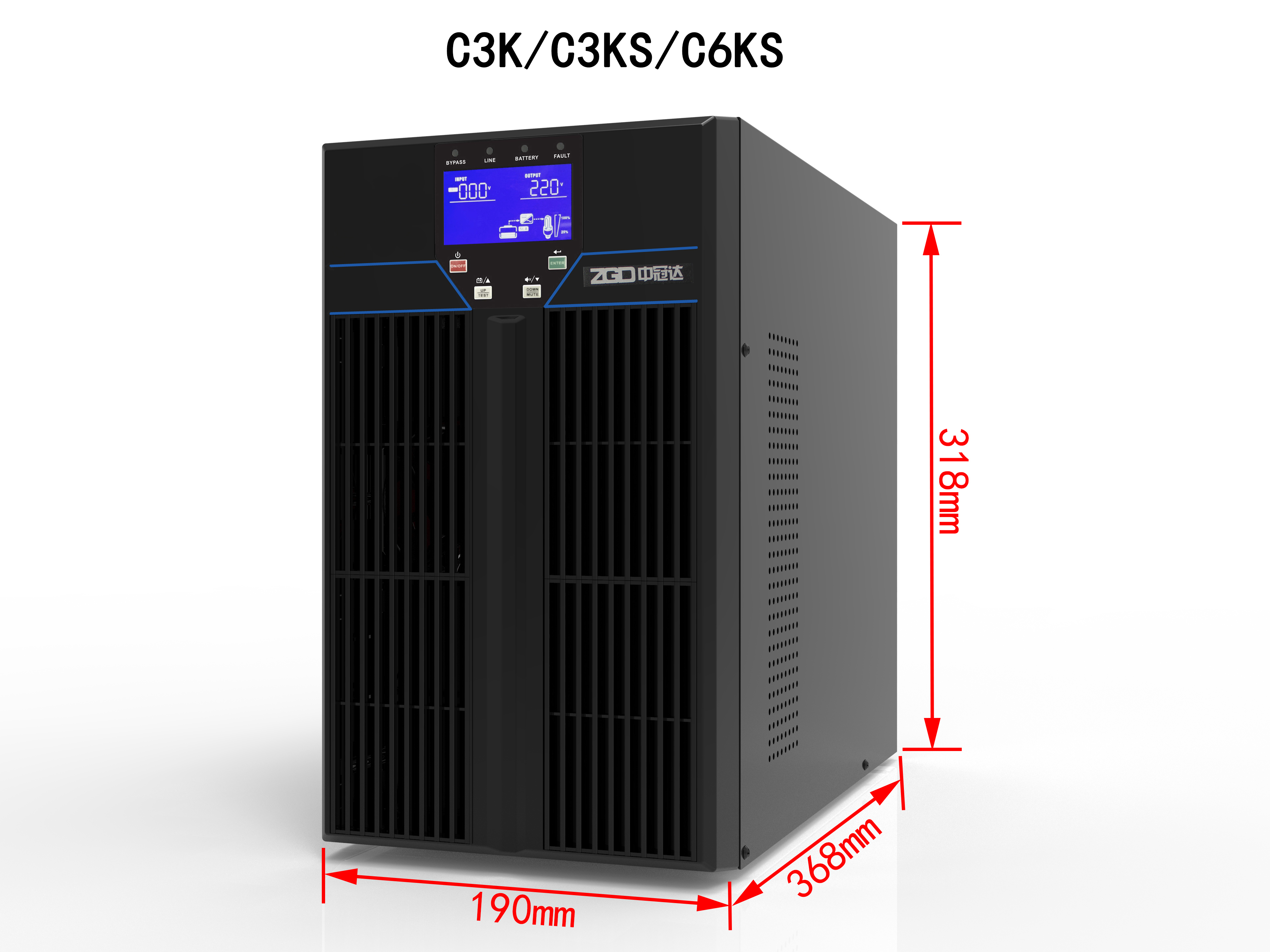 Double Conversion 2.4kW 3kva Smart Ups Data Center Ups System