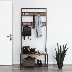 China Hallway Coat Rack with Bench, Vintage Coat Stand with Shoe Bench for Sale, UHSR42BX wholesale