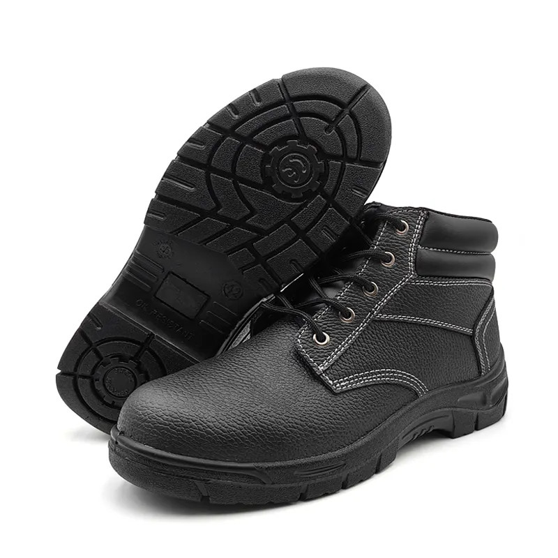 Middle Cut Cow Leather Safety Boots Black Safety Shoes S3 Standard