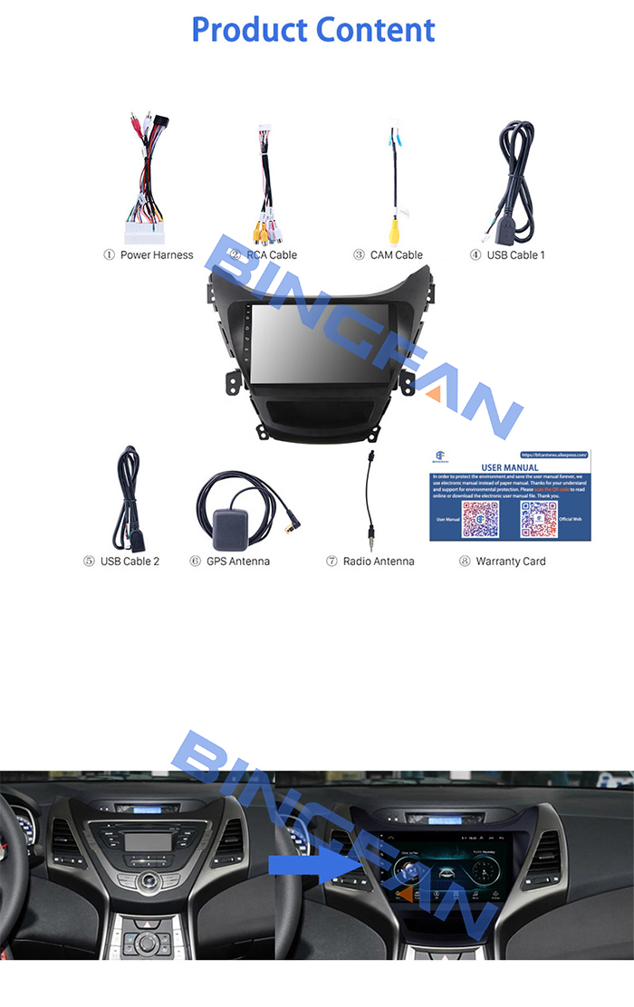 Supply Android 10 Car Multimedia Player For Hyundai Elantra 2012-2013 Car Radio With A Reverse Camera For Free