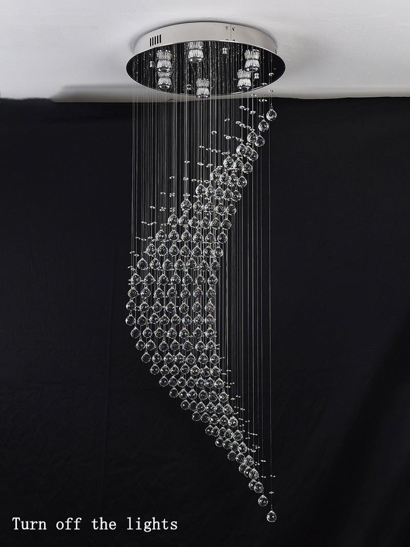 Crystal Modern Chandelier Single Spiral Ladder Foyer Chandelier crystal led pendant lights(WH-NC-34)
