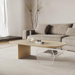 China Acrylic High Density Board Living Room Coffee Table Oval Shape Modern wholesale