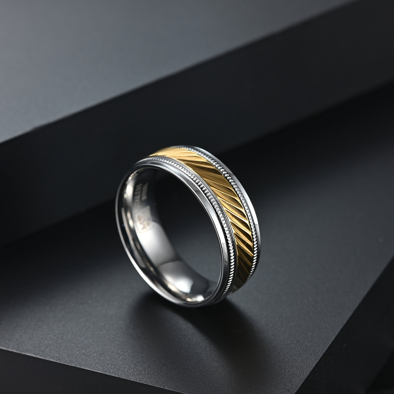 Fashion Men Stainless Steel Mirror Ring Simple Gold Plated Stainless Steel Glossy Rings