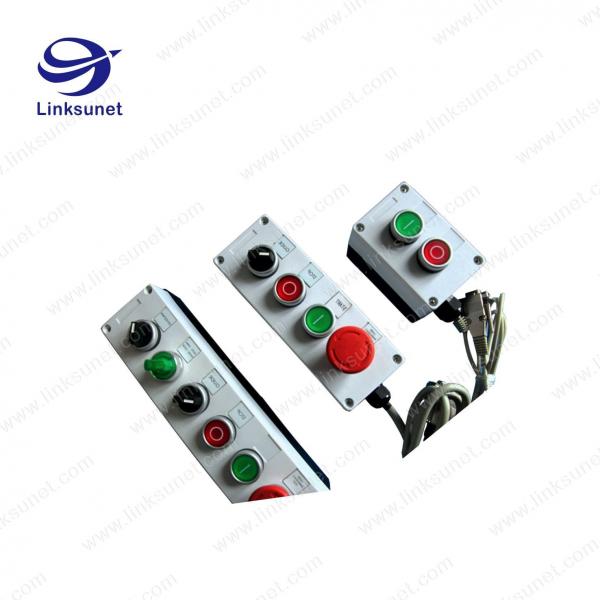 Two Holes Custom Wiring Harness Processing Plastic Push Button Control Box