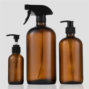 China Odorless 8oz Amber Glass Trigger Spray Bottle , CE Amber Glass Bottle With Spray Top wholesale