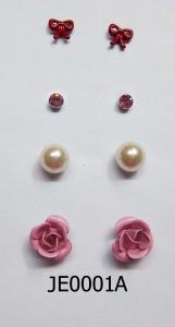 China rose bow earring set wholesale