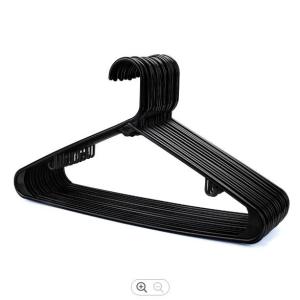 China 16 Inches Thick Plastic Hangers Sinfoo Black Plastic Clothes Hangers wholesale