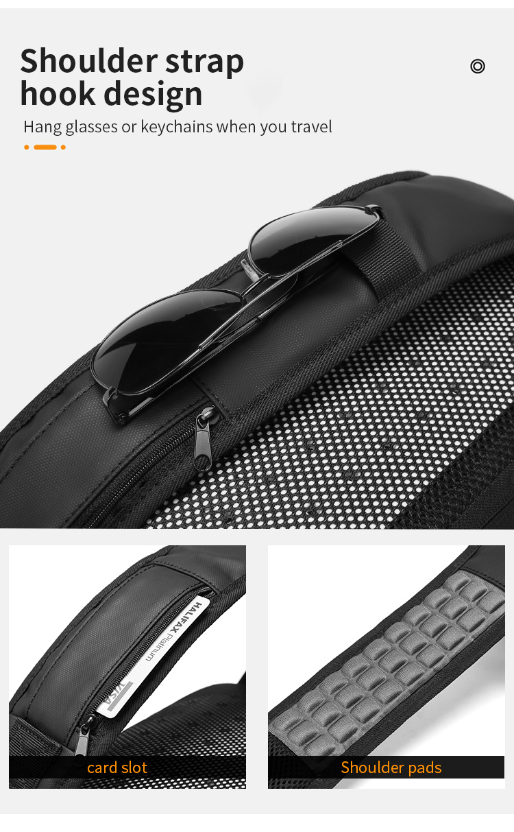Waterproof Oxford Cloth Mens Shoulder Chest Sling Bag 19*10*34cm