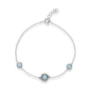 China Party Gift Stone Larimar Bangle Bracelet Charm Jewelry 925 Sterling Silver wholesale