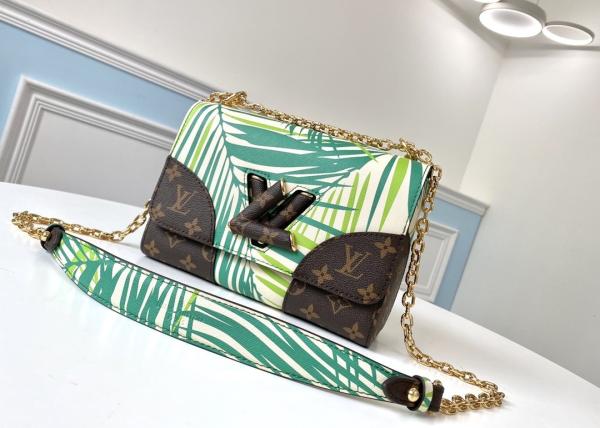 M5028Silk-Screen Luxury Chain Bag Genunie Leather And Carvas Luxury Chain Bag