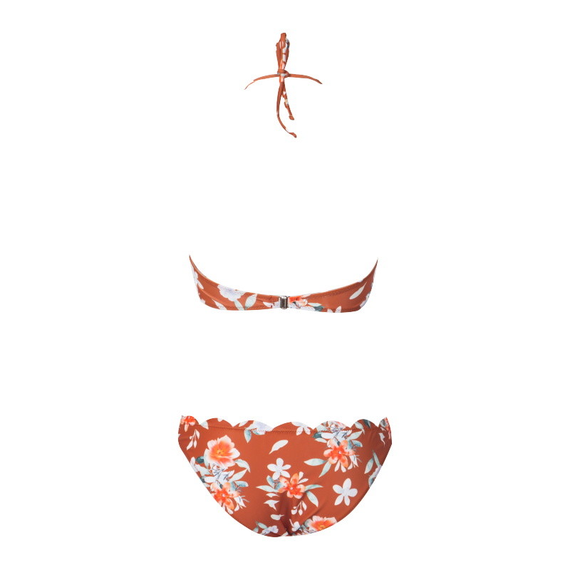 Tiered Layer Tie a Knot Front Top With Low waist Bikini swimsuit high cut
