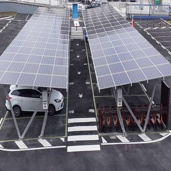 Adjustable tilt flat triangle roof mounting solar carport systems solar bracket solar structure