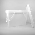 Square Bucket White 20L Plastic Pail With Lid