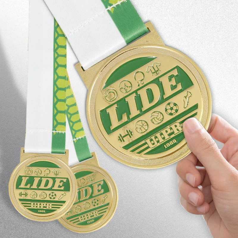 Wholesale Custom Award Sports Winner Football Gold Medal Soccer Medal With Ribbon